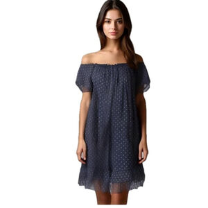 Giusy Silk blend navy polka dot dress made in Italy